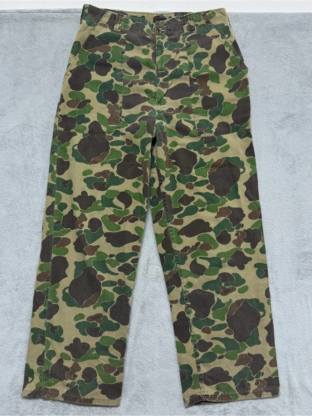 Vintage 60s 70s Duck Hunter Camo Pants Ideal Zip Frogskin Hunting 33x29